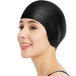 Gorra de baño impermeable - gorra de buceo de silicona grande con protectores de orejas de alta elasticidad para mejorar la comodidad y la durabilidad