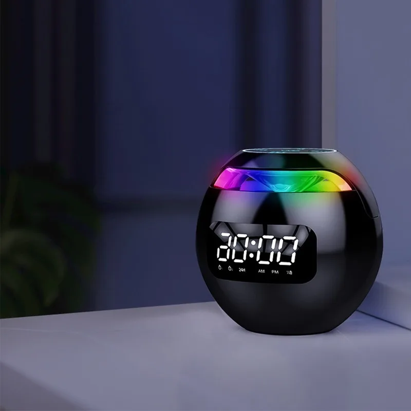 AI Smart Bluetooth Speaker Home Room Decora Alarm Clock With LED Display FM Radio Colorful Light TF Card MP3 Player Table Clock