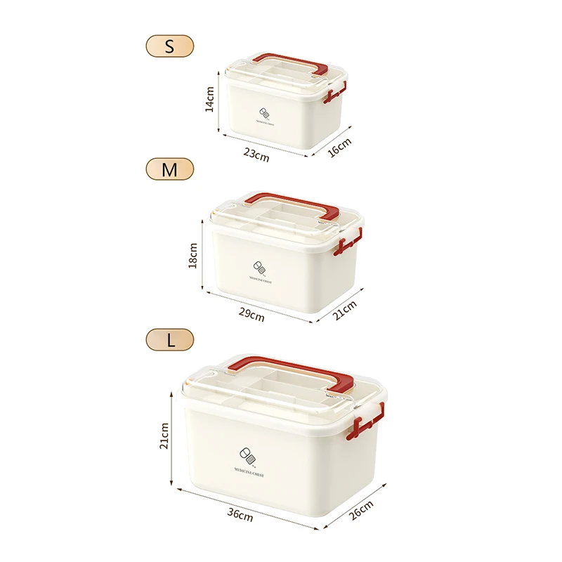 Caixa de medicina portátil de grande capacidade, kit médico de primeiros socorros para casa, caixa de medicina de emergência familiar com estojo de armazenamento de drogas multicamadas