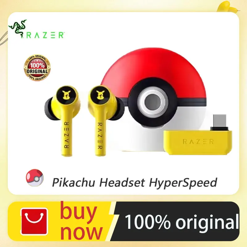 

Razer Pokemon Pikachu Edition HyperSpeed True Wireless Earbuds Multi-Platform Bluetooth5.2 Active Noice Cancellation Headsets