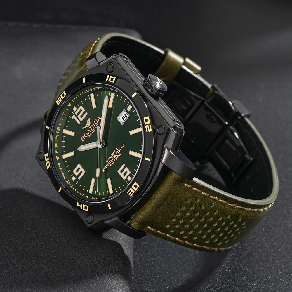 BOAIJIUA Orologio meccanico da uomo completamente automatico Orologio meccanico alla moda Orologio dal design originale Impermeabile 50 m