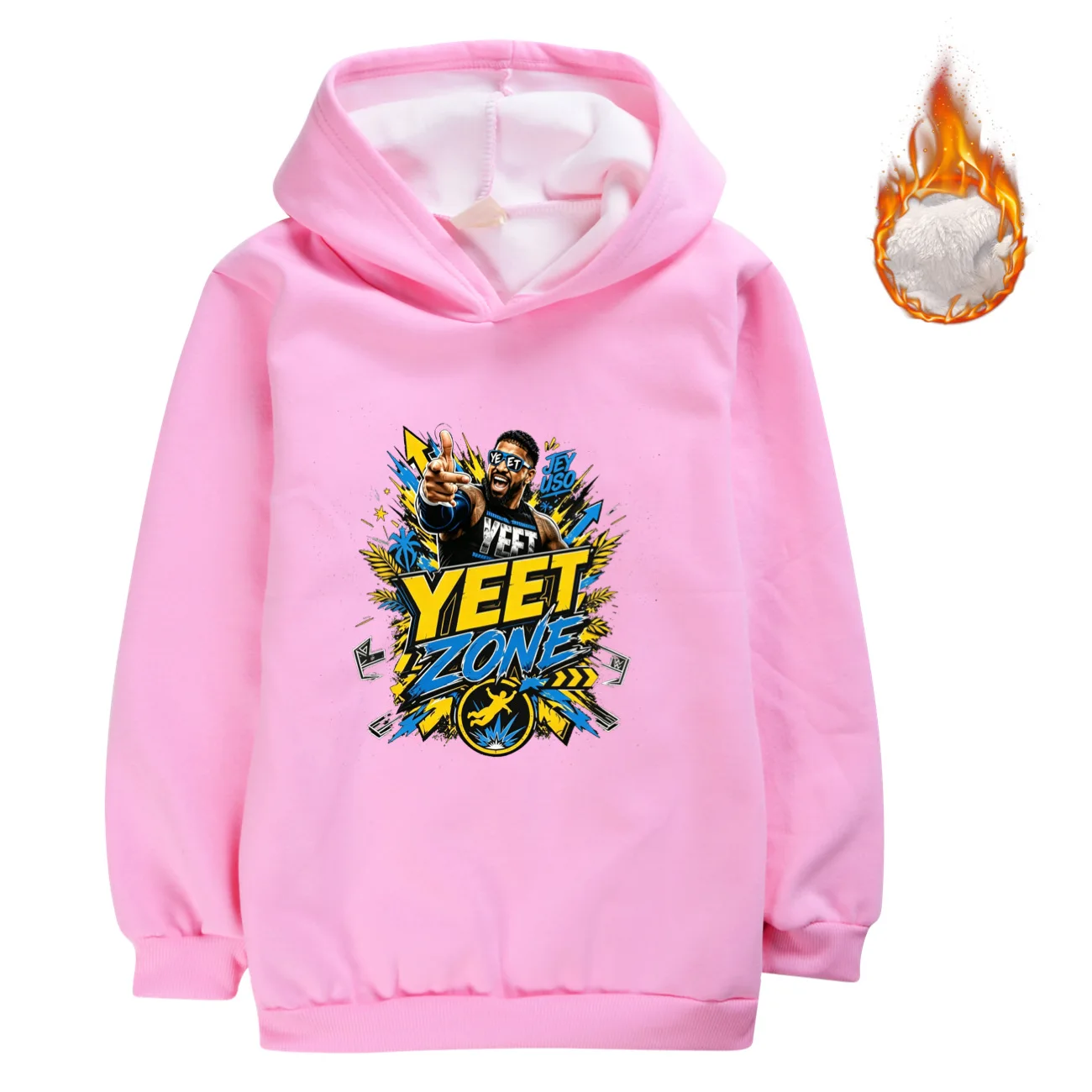 2026 Jey Uso Yeet Hoodie Kids Humor Wrestling Wrestler Hip Hop Streetwear Boys Winter Fleece Sweatshirts Children Thicken Coats
