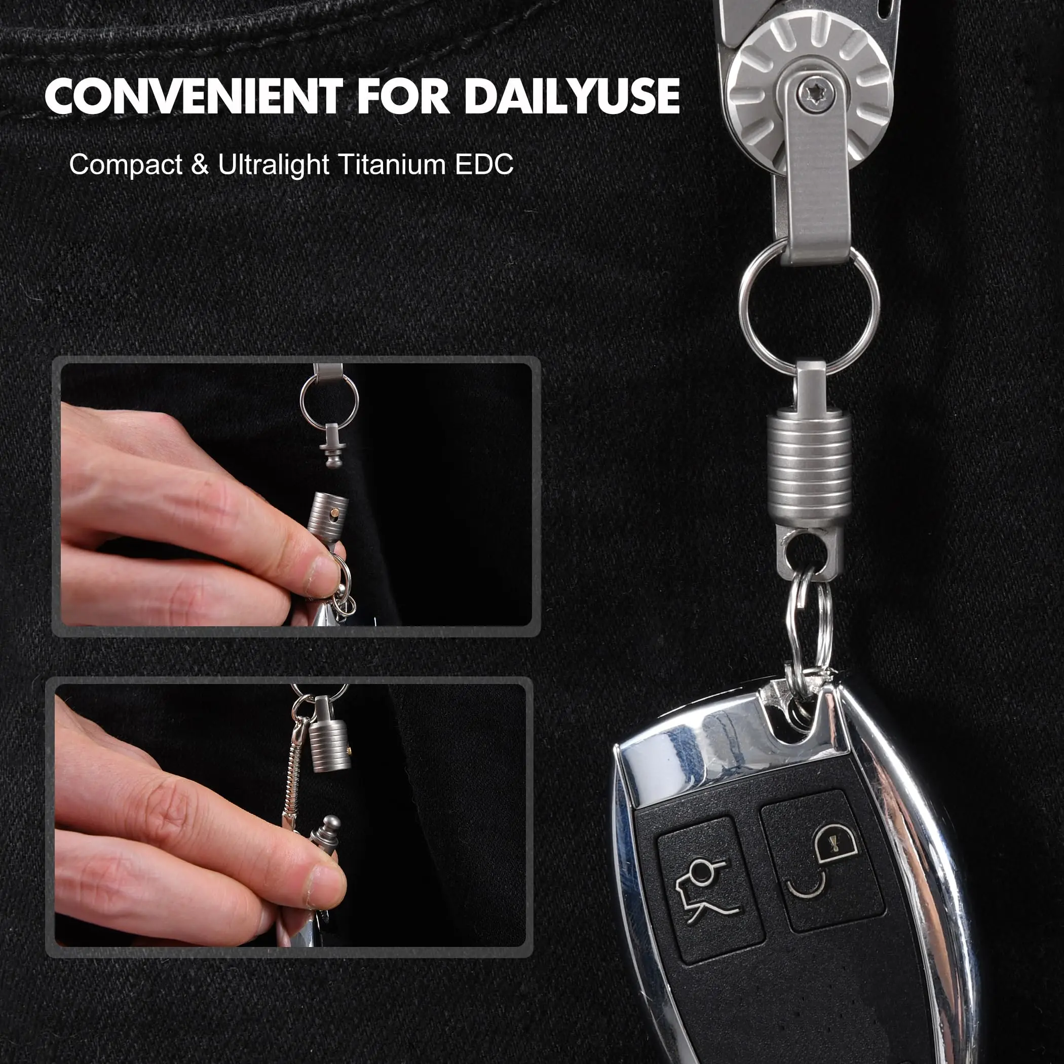 Titanium Quick Release Keychain Heavy-Duty Detachable Clip, Anti-Lost EDC Key Holder Ring for Men Women