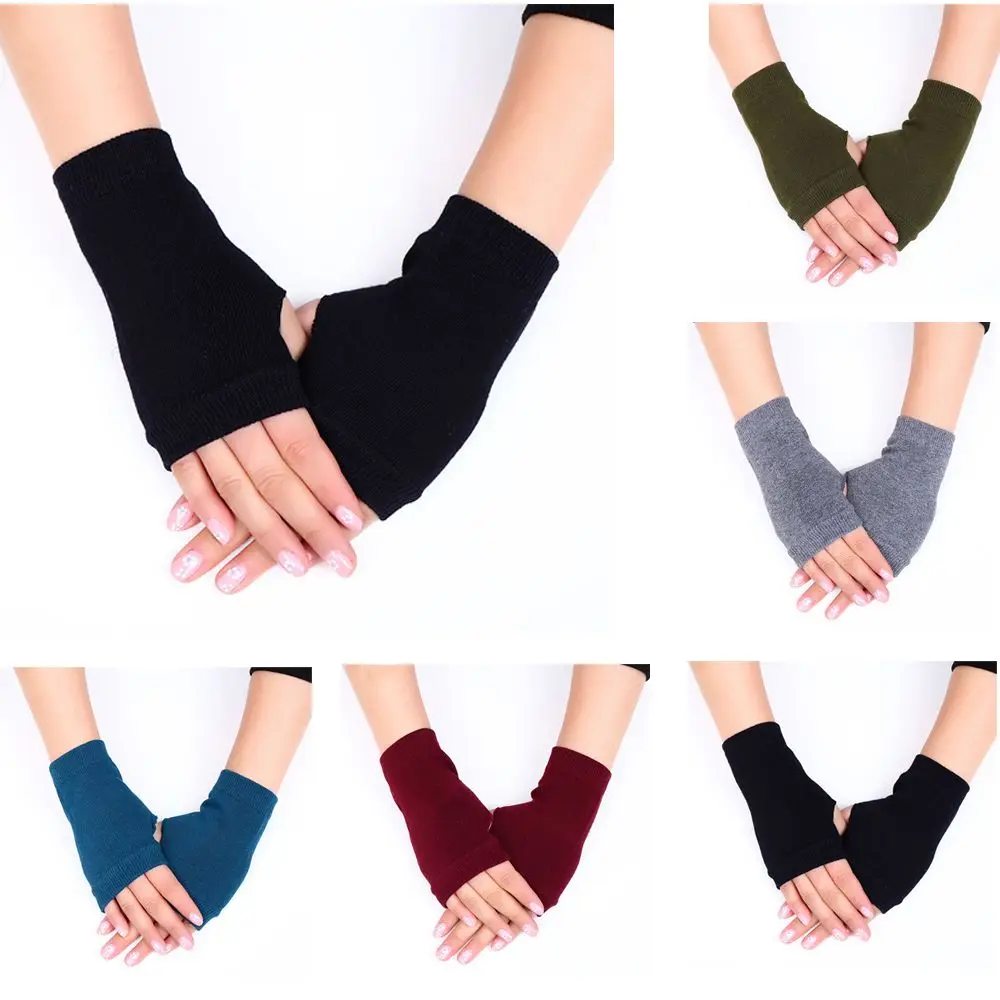 Women Girl Winter Autumn Warm Wool Half Mitten Wrist Gloves Knitted Wool Glove Exposed Finger
