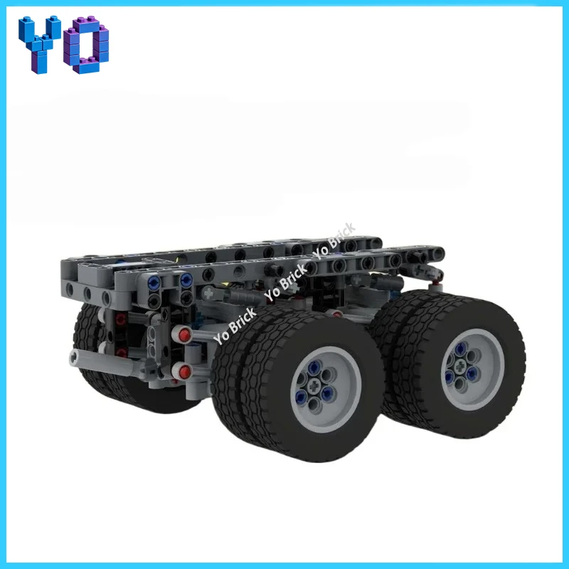 MOC Building Blocks Heavy Haul Dual Axle Wheel Unit Model Technical Truck Chassis Build DIY Assembly Brick Desktop Decor