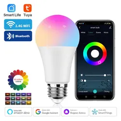 Tuya Smart Bulb E27 WiFi/Bluetooth dimmerabile lampadina a LED RGBCW 100-240V Smart Life App Control Support Alexa Google Home