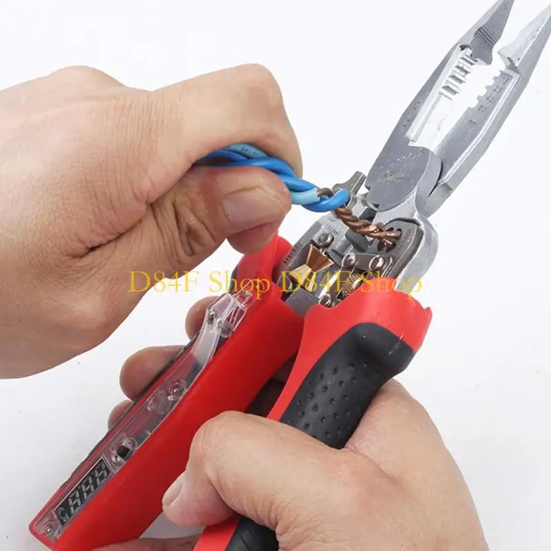 D84F Multifunction Electrical Pliers Digital Display Detection Wire Stripper Cutter 215Mm