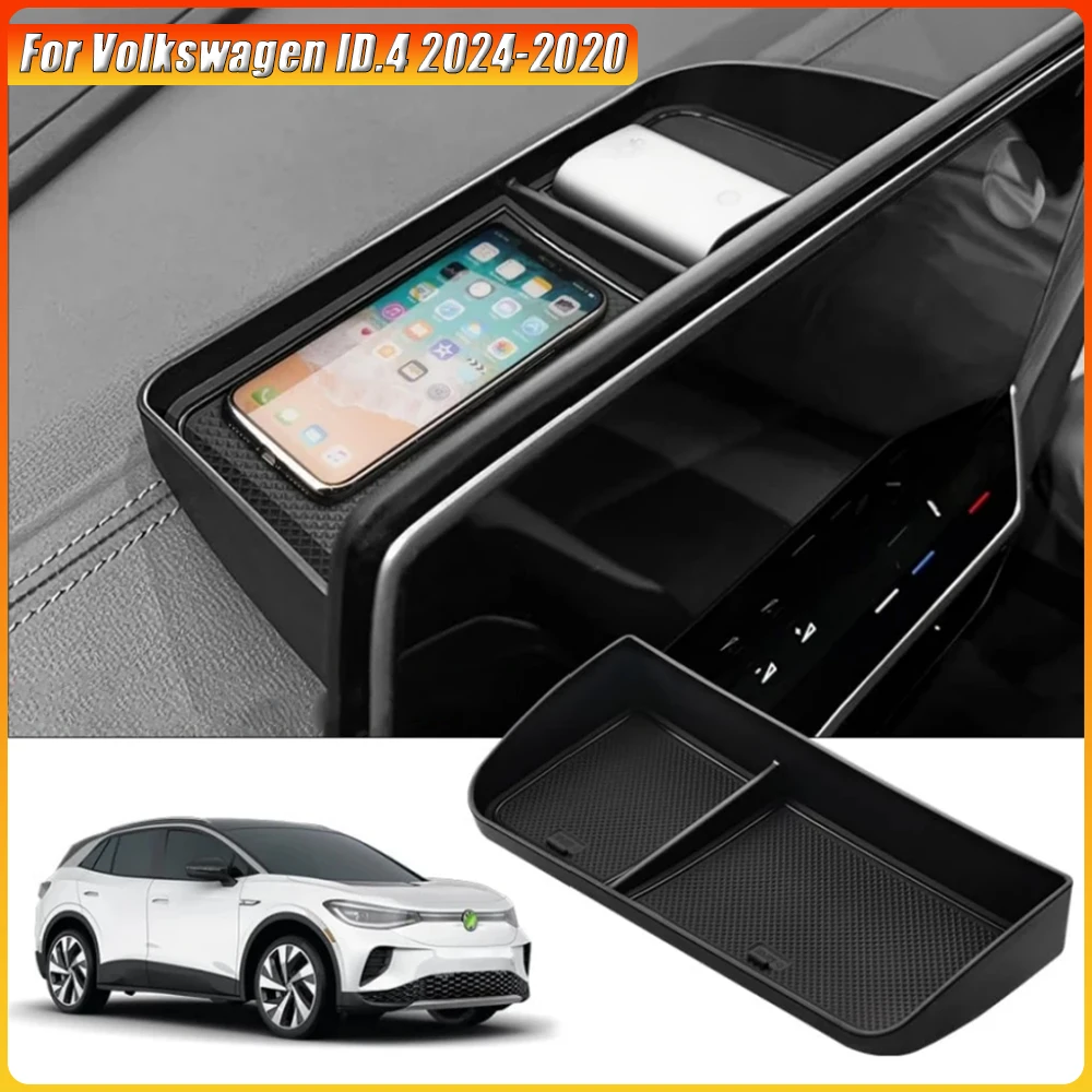 ل VW Volkswagen ID.4 2024-2020 ABS داش صينية لوحة القيادة درج منظم ID4 كروز صينية الأنسجة حامل مخفي خلف الشاشة #1