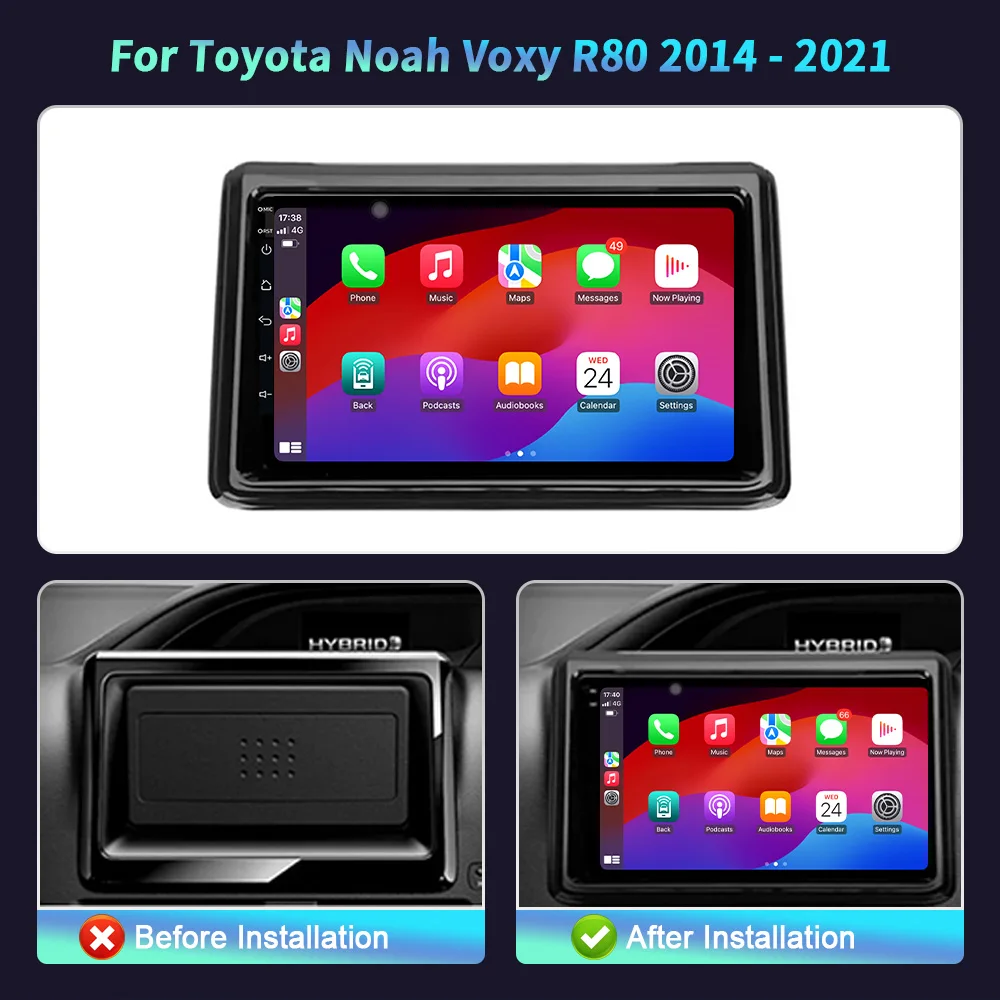 For Toyota Noah Voxy R80 2014-2021 Car Radio Multimedia Video GPS Android 14 Navigation Player autoradio Wireless Carplay Screen