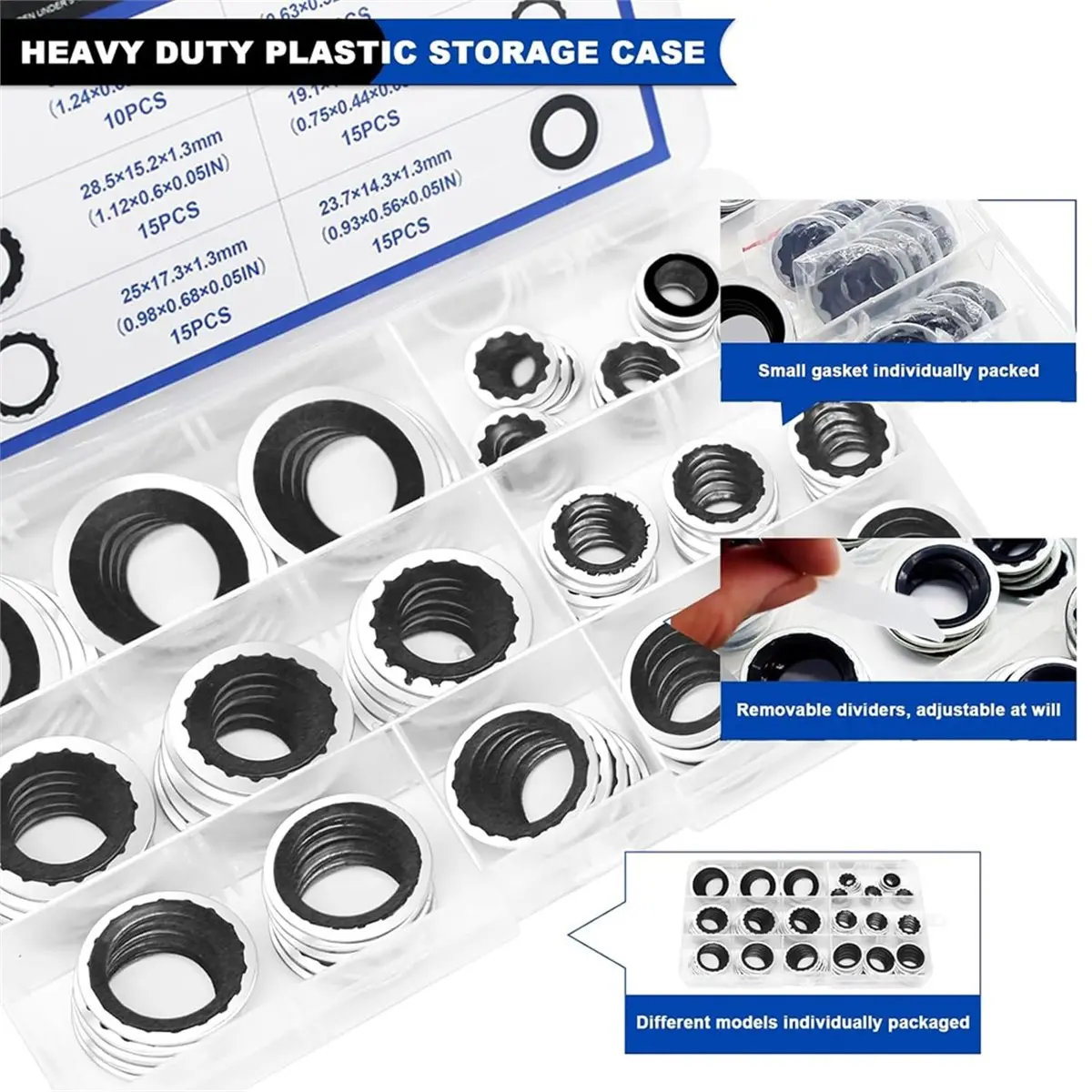 PHONE&GEAR 85PCS Universal A/C Compressor Seal Washers Kit Self-Centered Bonded Sealing Washers for Automotive Gasket Repairs