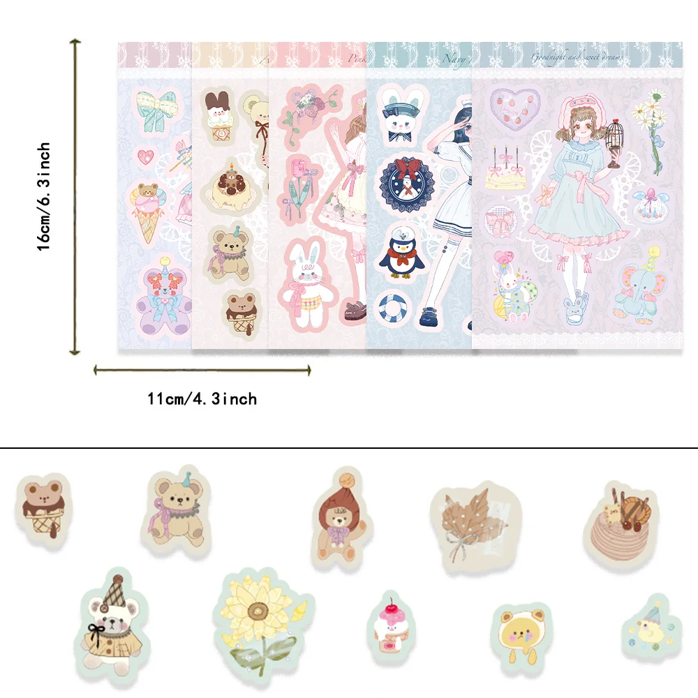 8pcs Cartoon Girl Series Sticker Collage DIY Kawaii Decorationl for Skateboard Laptop Scrapbook Waterproof Sticker Kids Toy