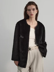 HDHOHR 2024 New Winter Real Mink Fur Coats Women Fashion Genuine Leather Warm Luxury knitted Mink Fur Jacket Outerwear Female