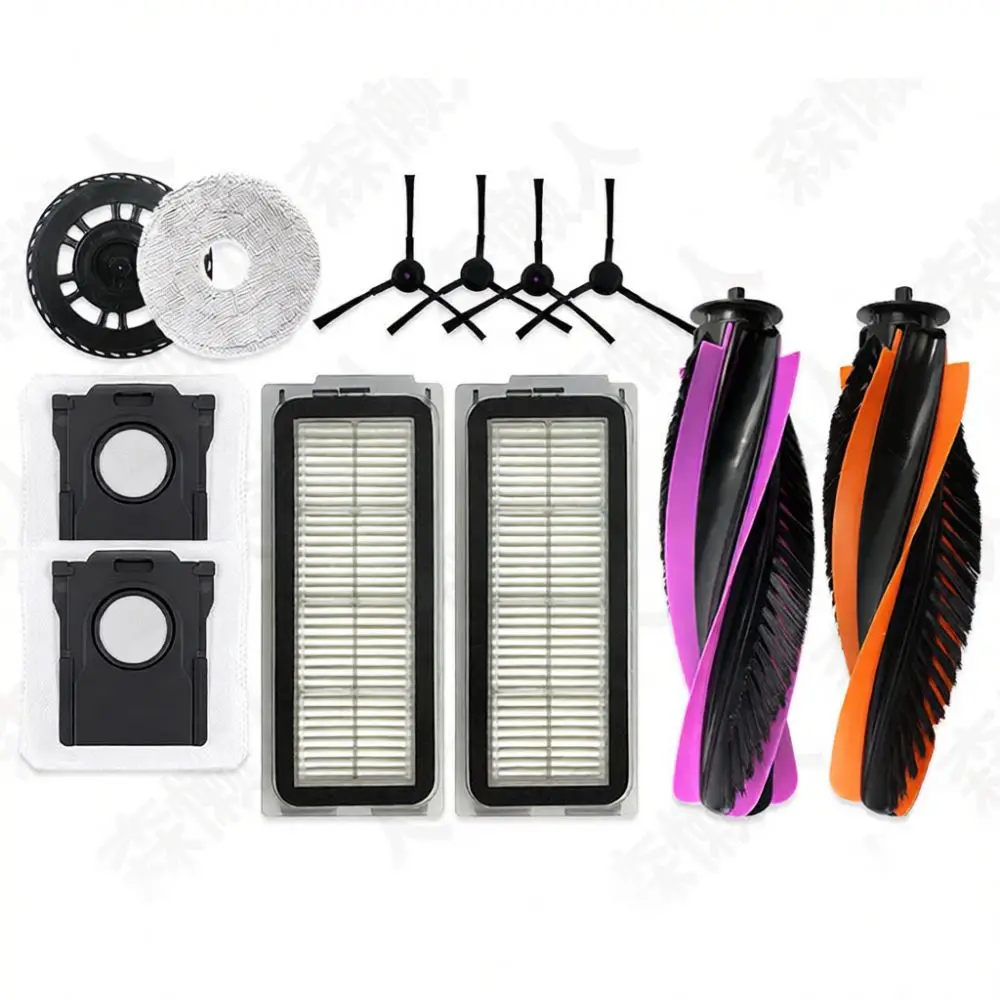 Accessoires pour aspirateur Midea V12 Pro : brosse principale, brosses latérales, lingettes de nettoyage, sac filtrant à poussière, kit de remplacement.