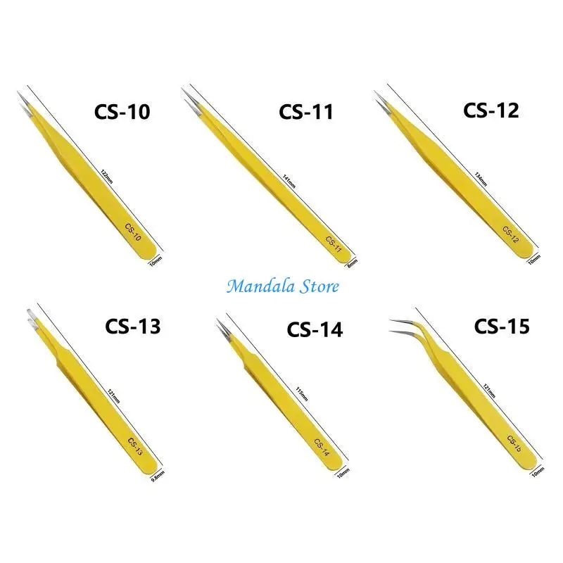 U2JC Stainless Steel Tweezers Curved/Straight/Prong Tweezers Hair Beauty Slanted Puller Suitable for Electronics Phone Repair