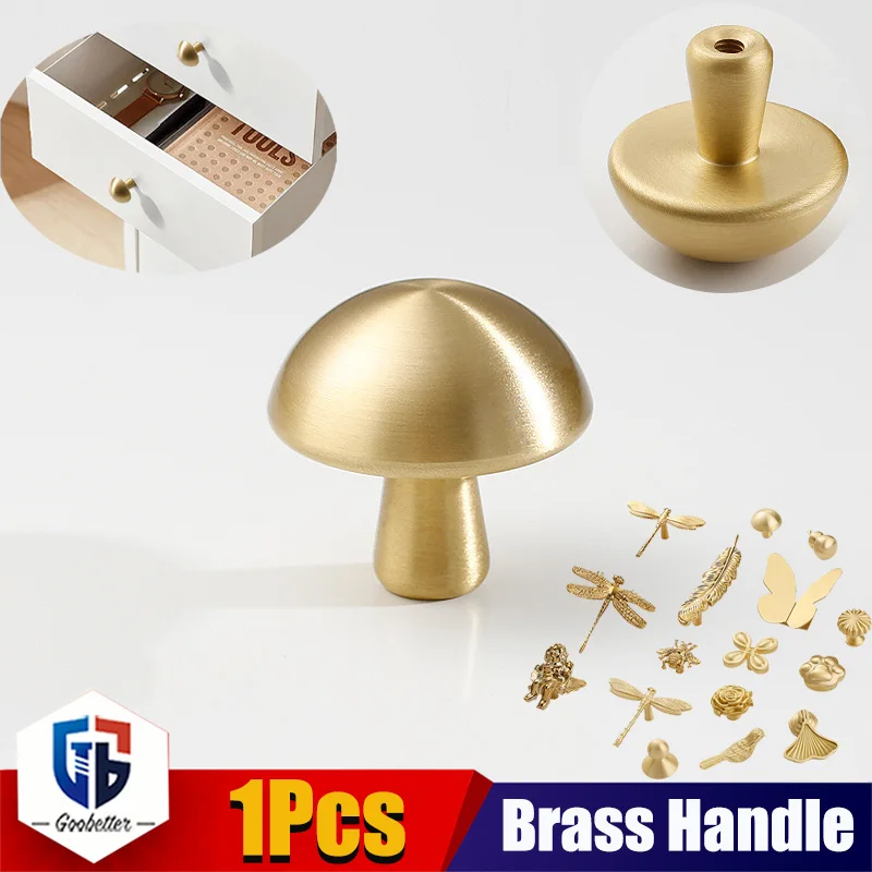 Brass Knob Round Furniture Handle Modern Personalized Minimalist Gold Drawer Knob Wardrobe Pull Kitchen Handle Solid Single Hole