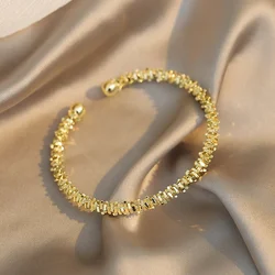 2024 New Classic Simple Copper Alloy Gold Colour Jewelry Bracelets Korean Fashion Accessories Girl's Unusual Bracelets for Women