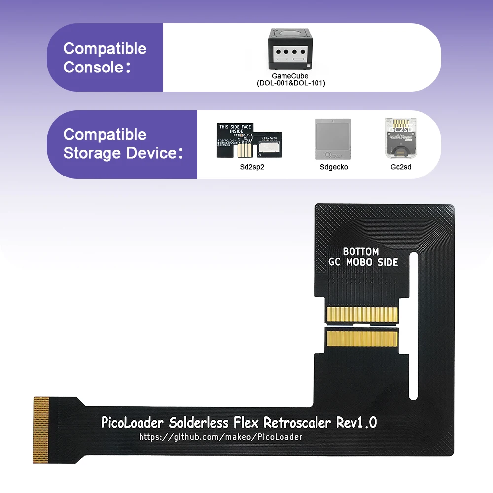 レトロスケーラー ブラック ピコローダー フレックスケーブル 溶接不要 互換性のある SD2SP2 GC2SD SDGecko NGC ゲームキューブ ゲームコンソール用