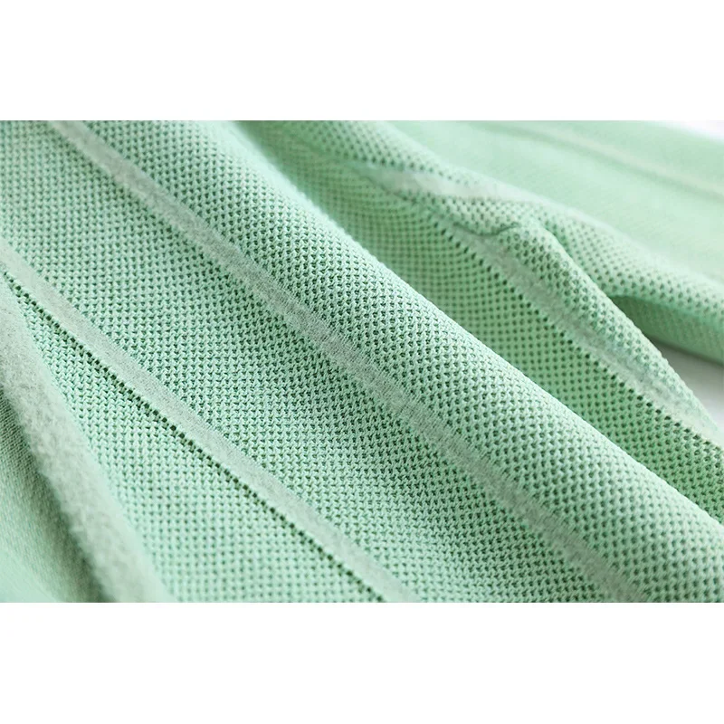 Flared Deep Cleavage Knitted Mini Dress in Sky Blue Spring Knit Mesh Stripe Dress V Neck Long Sleeve Mini High Quality Coat