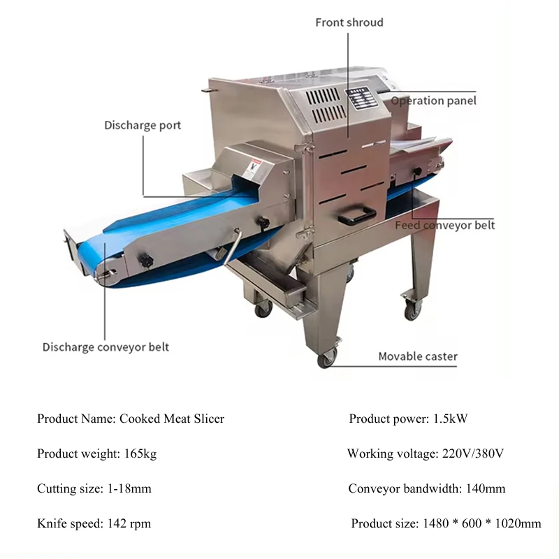 Global Commercial Stainless Steel Restaurant Bacon Sausage Beef Cooked Meat Cutter Deli Slicer Meet Cutter Machine