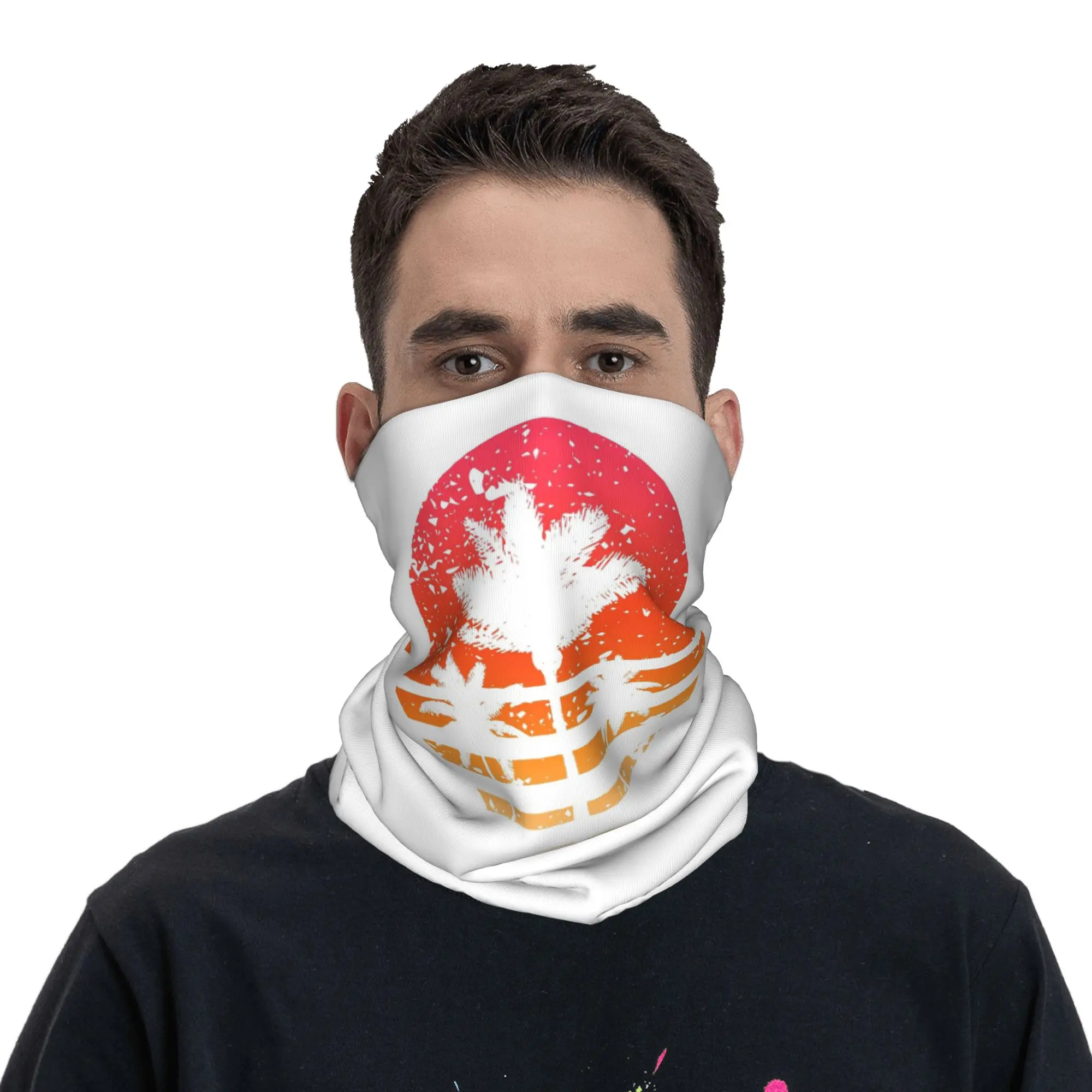 Summer Sunset Palm Tree Beach Ocean Artistic Paradise Bandana Neck Gaiter Printed Wrap Scarf Headband Cycling For Men Women
