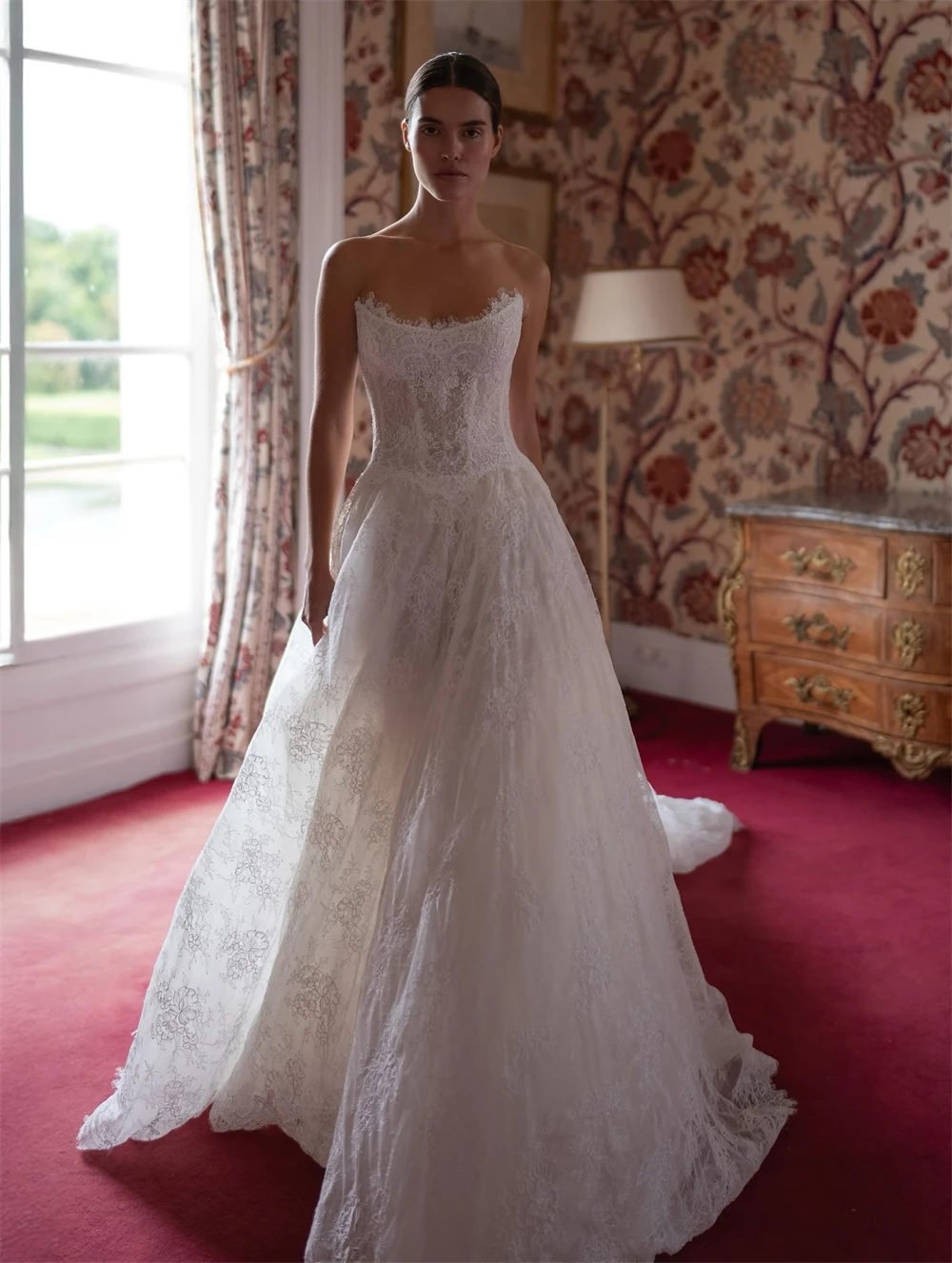 

Customized Sexy White Lace Wedding Dress Boho Sweetheart Sleeveless Vestido De Novia Soft A-Line Court Train Robe de mariée