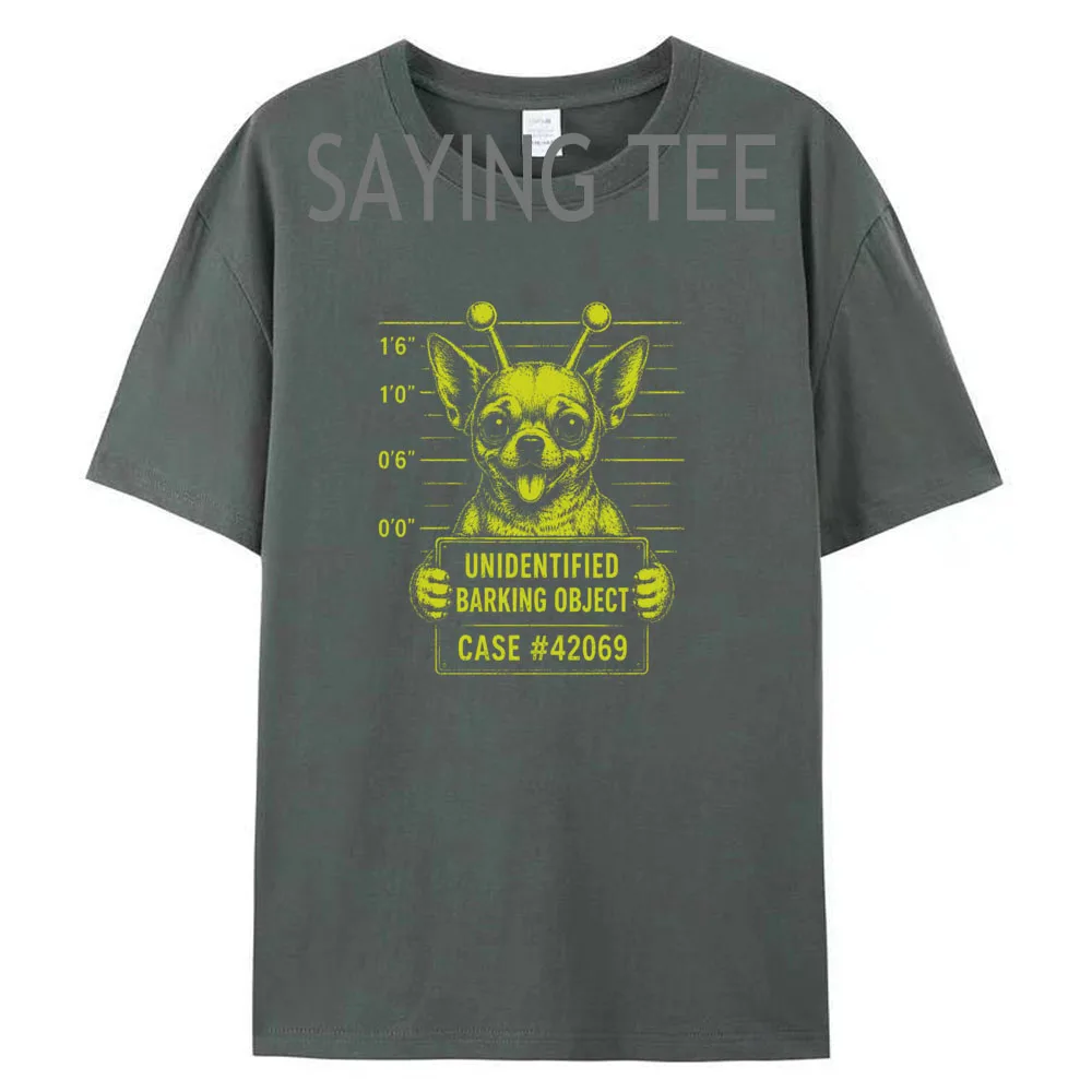 Alien Chihuahua Lustiges Fahndungsfoto Wissenschaft Hunde-Liebhaber Premium Weiches Baumwoll-T-Shirt Y2k UFO Alien Hund Grafik Spruch T-Shirt Streetwear Oberteile – Detail 6