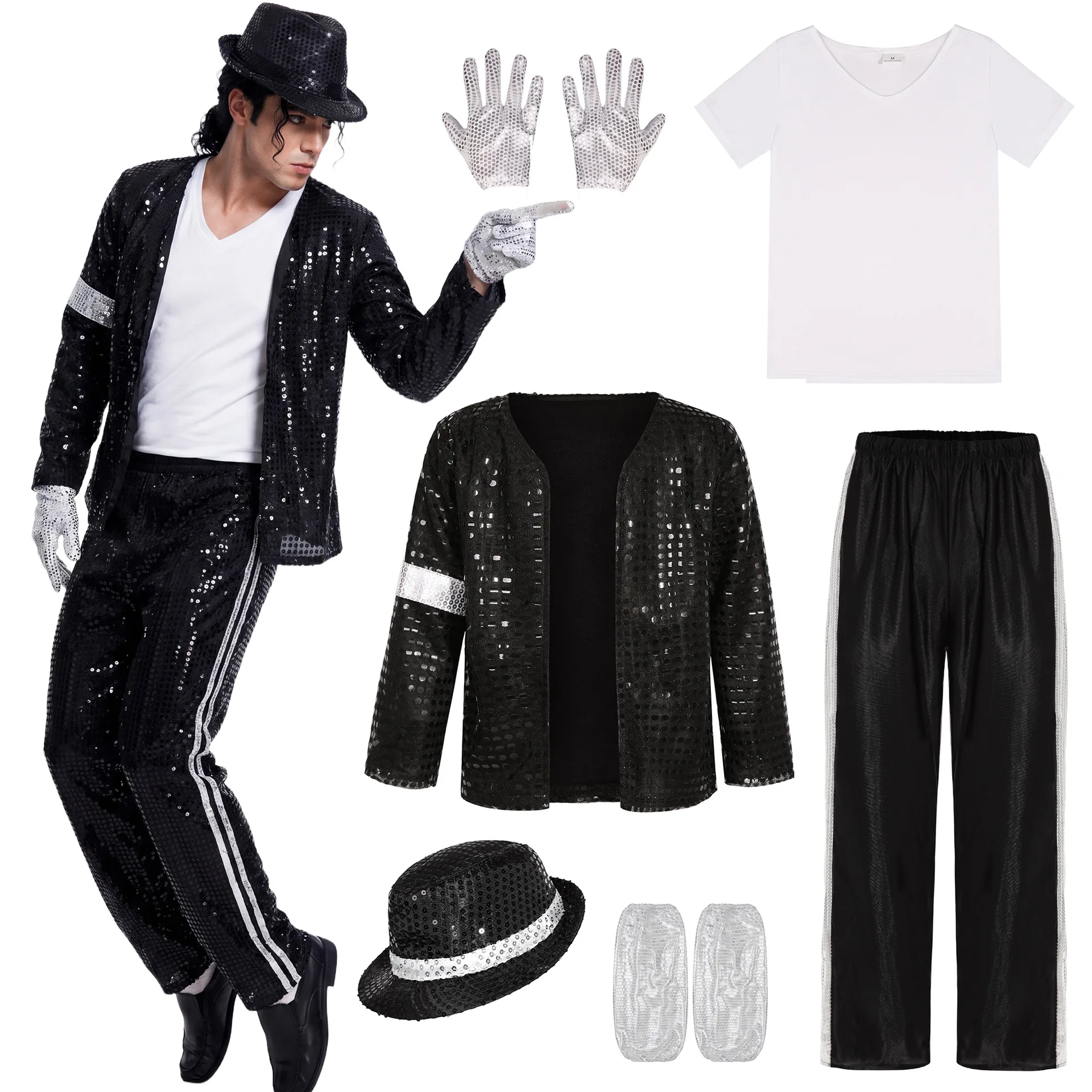 Michael Jackson Cosplay Costume Halloween Cosplay Birthday Party Dance Performance Costume Pop Star Boys Girls Outfits