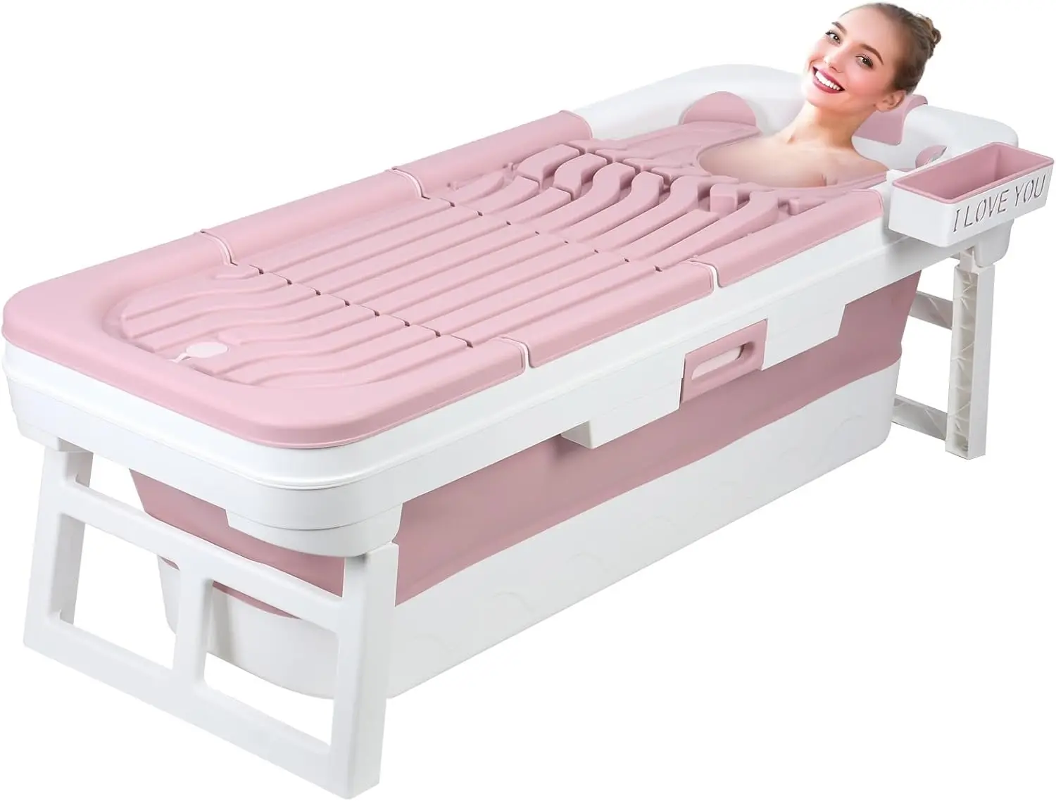 

Pink 59 Inch Adult Portable Foldable Large Spacious Bathtub Shower Outdoor Ice Baths Hot Baths