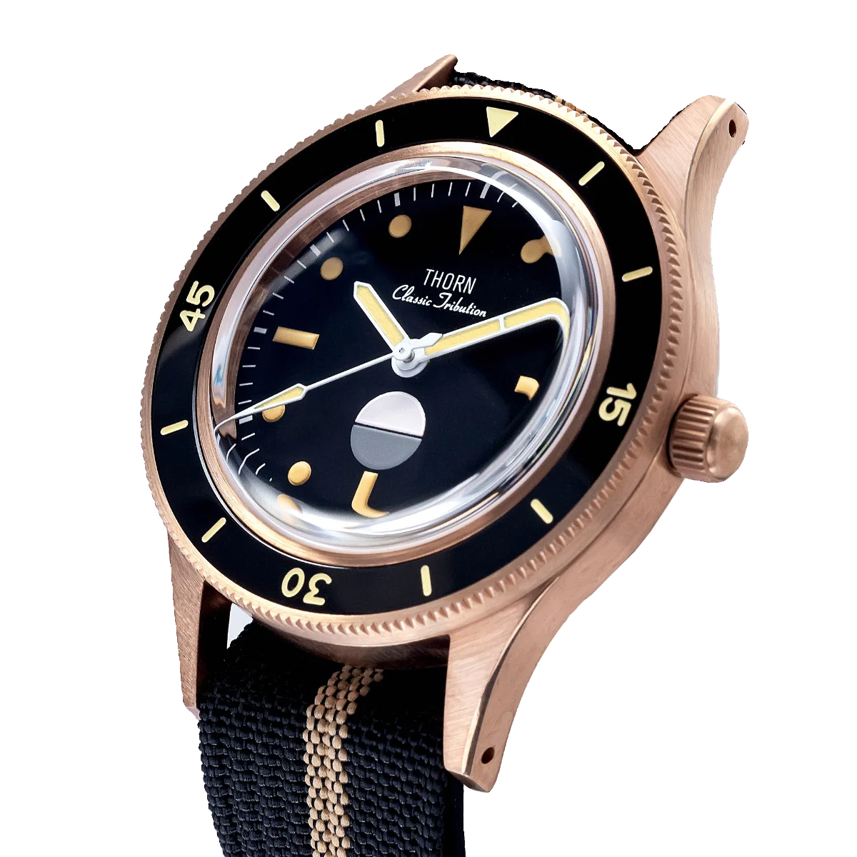 Thorn-Men's Bronze Diver Vintage Watch, mostrador preto, moldura cerâmica, Custom 8 Bronze Case, Movimento Sapphire NH35, 20Bar impermeável, 40mm