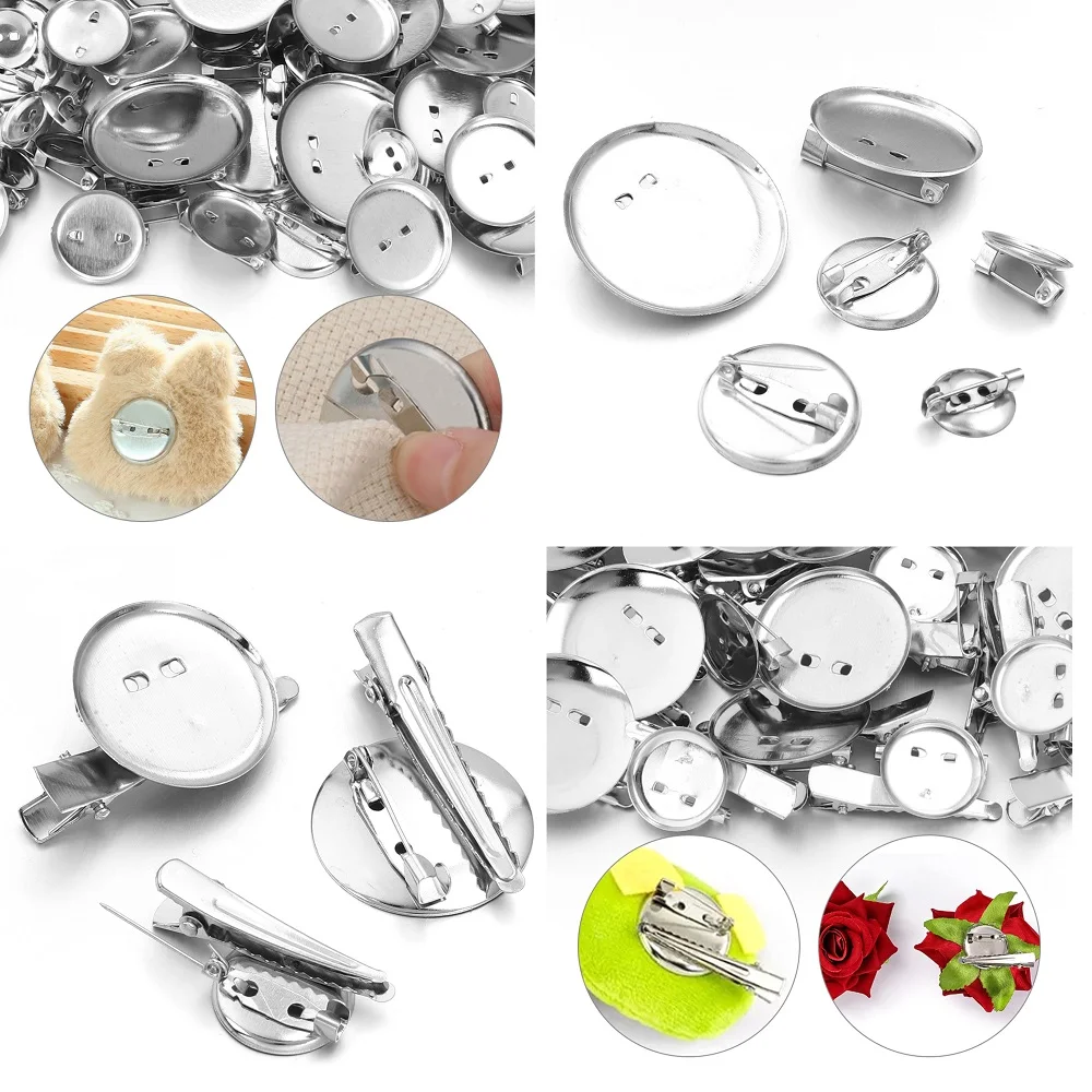 

20/50pcs Round Brooch Base Blank Tray Disc SafetyPins Base Settings for DIY Crafts Garment Badge Brooches Making Accessories
