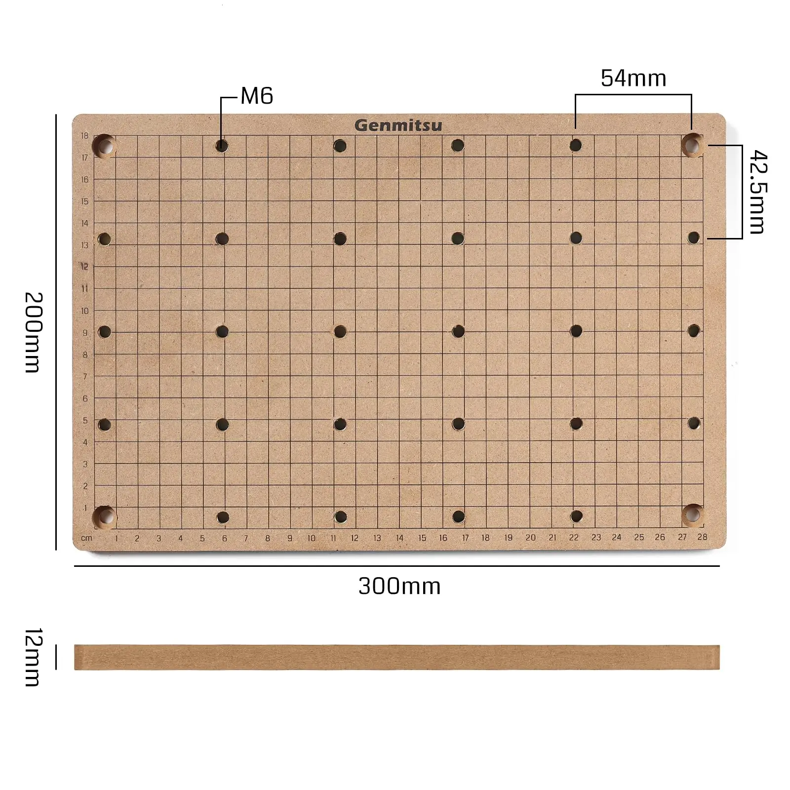 Genmitsu CNC MDF Grid Spoilboard Table Bed for 3020 PRO MAX CNC Router Machine, 300x200x12mm, M6 Threaded Holes Kit