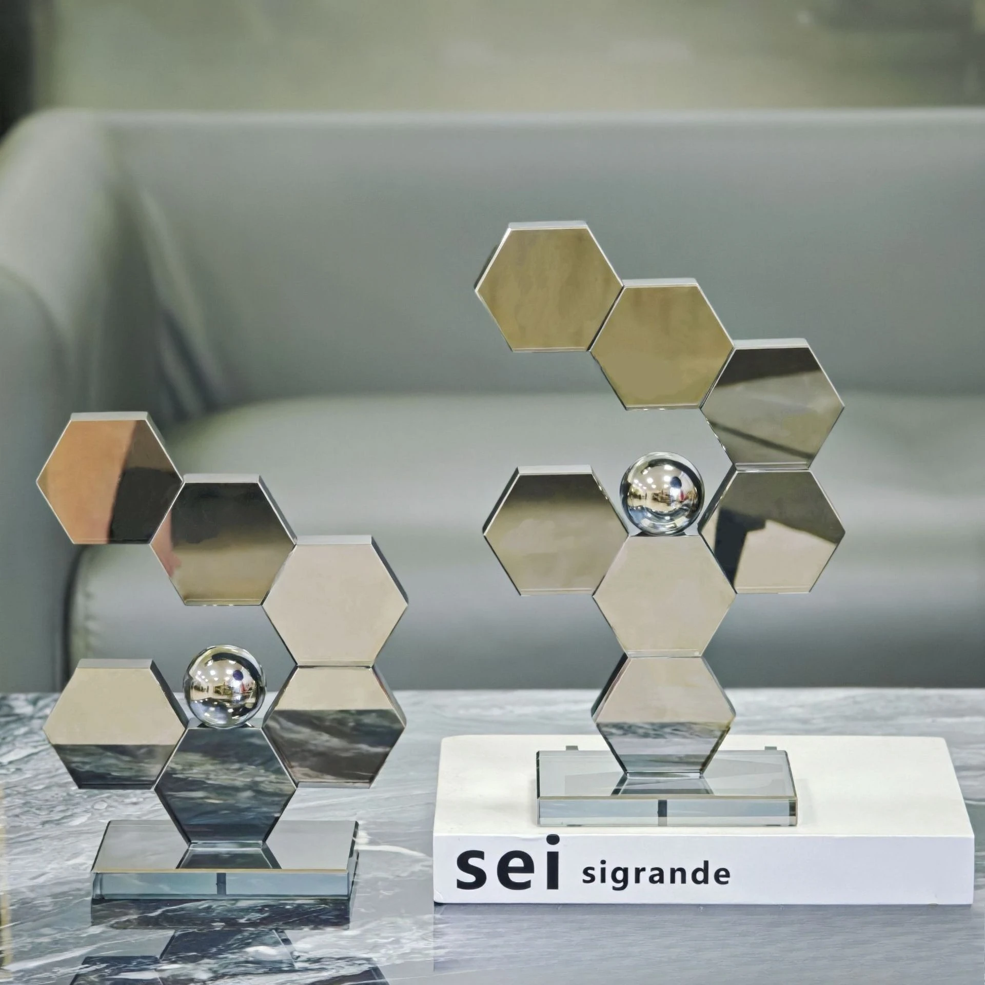 Modern light luxury geometric crystal ornament, home book file, living room study soft decoration