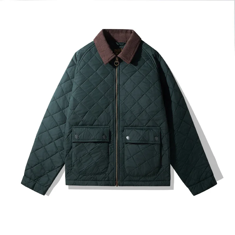 OKONKWO Corduroy Dom Quilted Jacket Coat Diamond Grid Cotton Clothes Liddesdale Outdoor Workwear Hiking Travel Camping Riding To