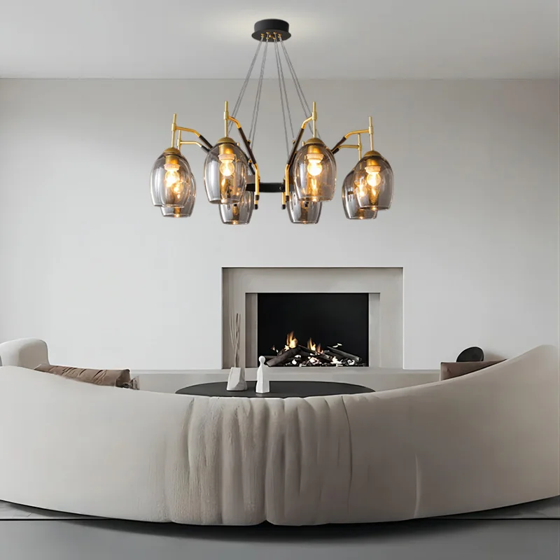 Nordic LED Chandelier Transparent white Glass E27 Ceiling Height adjustable Suspension Lights