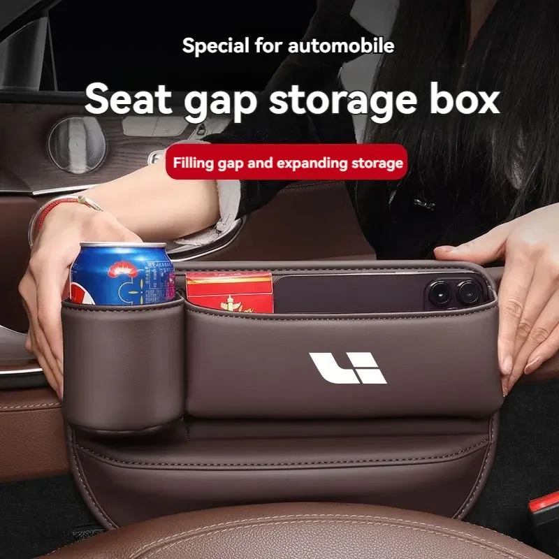 

Leather Car Seat Gap Organizer Crevice Side Storage Box Filler Side Storage Pocket with Cup Holder For Lixiang Leading Car