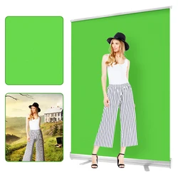 100% Polyester Green Screen,Wrinkle-Free Backdrop With Stand,Pull-Up Type Chroma Key Screen For Photography Stream Online Video