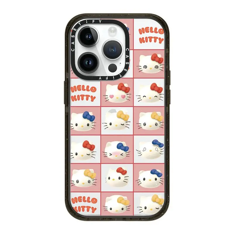 

Sanrio мультфильм клетчатый Hello Kitty чехол для телефона iPhone 11 12 13 14 15 Pro Max акриловый прозрачный полноразмерный Мягкий чехол Подарок