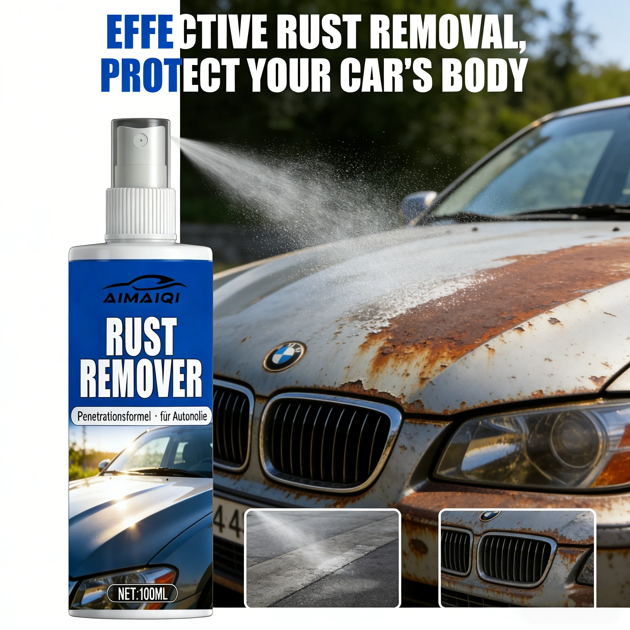 Penetrating Rust Inhibitor - Quick Rust Dissolver for Stuck Parts, Car Detailing and Workshop Tools, Prevents Future Corrosion