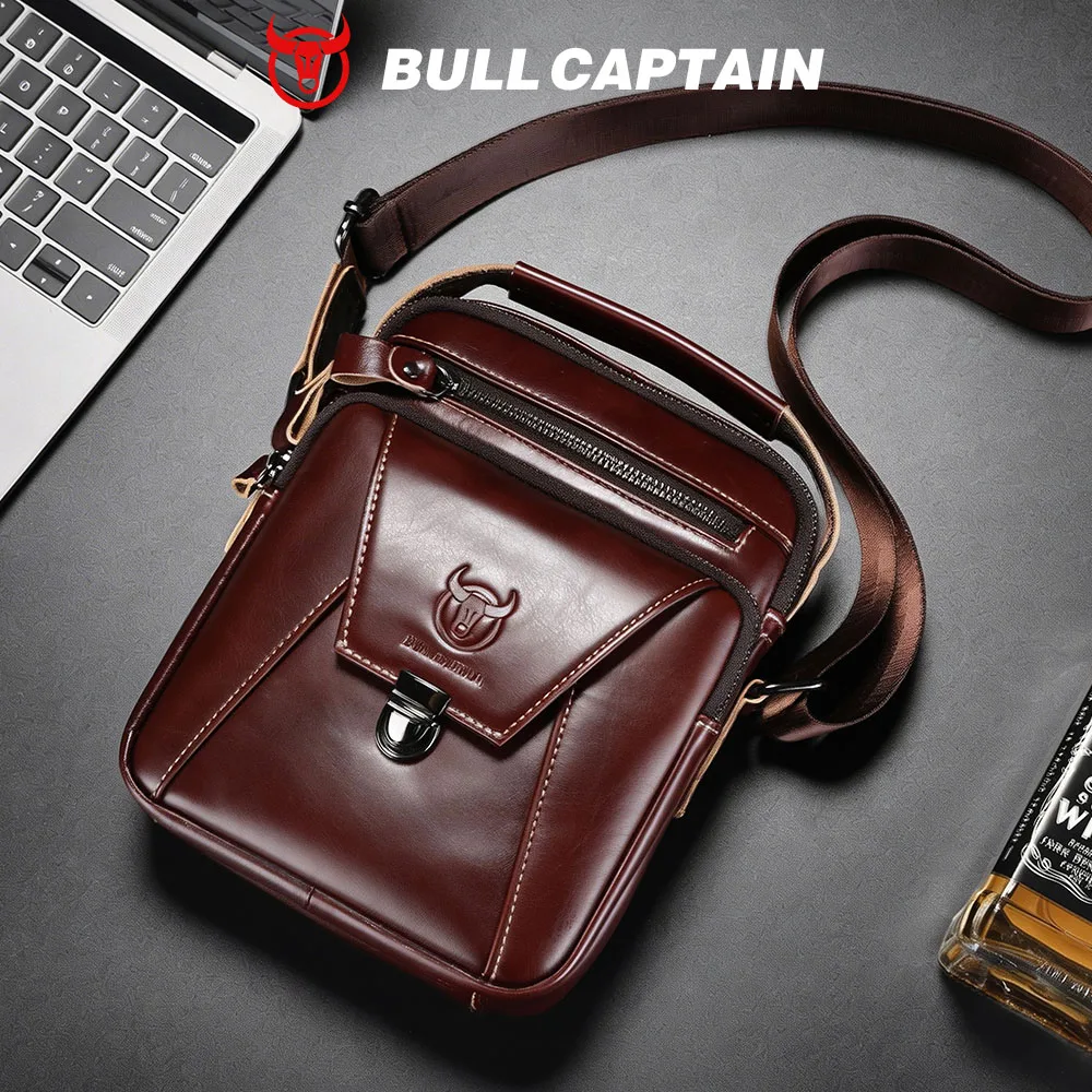 Bullcaptain Nam Đeo Vai Đeo Chéo Vai Lớp Da Công Sở Lịch Cá Tính Mới Túi Nhỏ