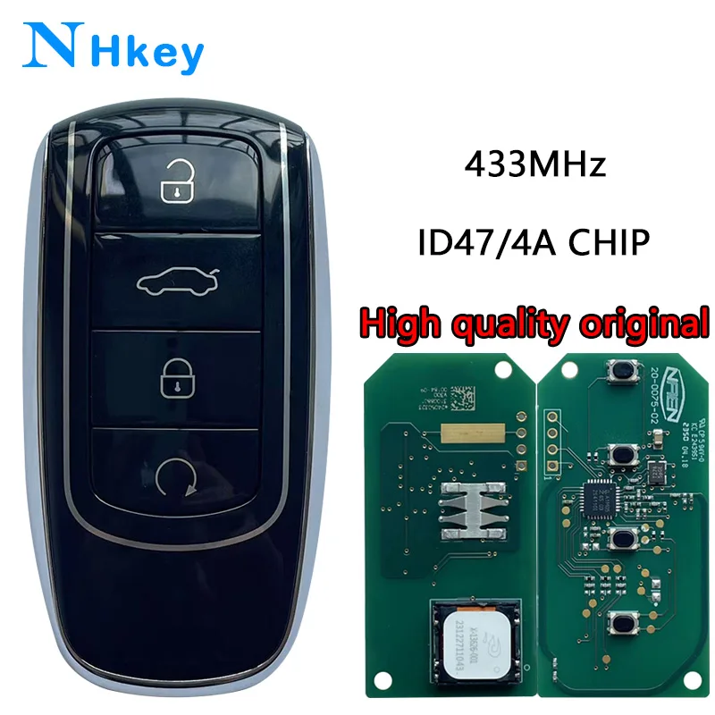 NHkey Original Car Keyless Smart Remote Key 434Mhz ID47/4A Chip for Chery Tiggo 8 Plus Tiggo  8 Pro OMODA Intelligent Remote Key