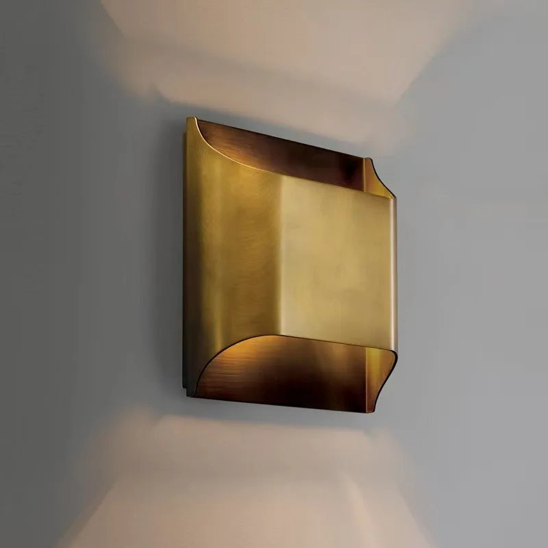 

Full copper wall lamp, light luxury, post-modern minimalist designer, creative living room, bedroom, staircase wall lamp