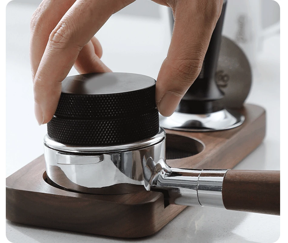 Kaffee-Tamper-Matte, Station, Ständer, Siebträgerhalter, Stützgestell, Walnussholz, für 51 mm, 54 mm, 58 mm, Espresso-Zubehör, Barista – Detail 8