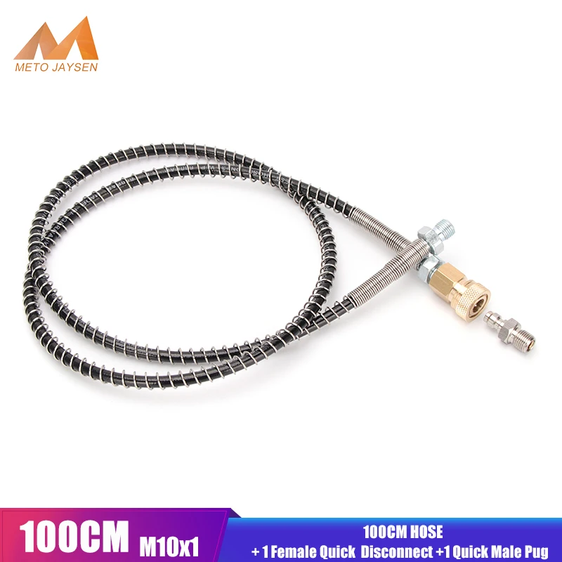 

100cm High-Pressure Nylon Hose with Spring Wrapped and M10x1 Thread Quick Connect Couplings 40Mpa PCP Pneumatics Air Refilling