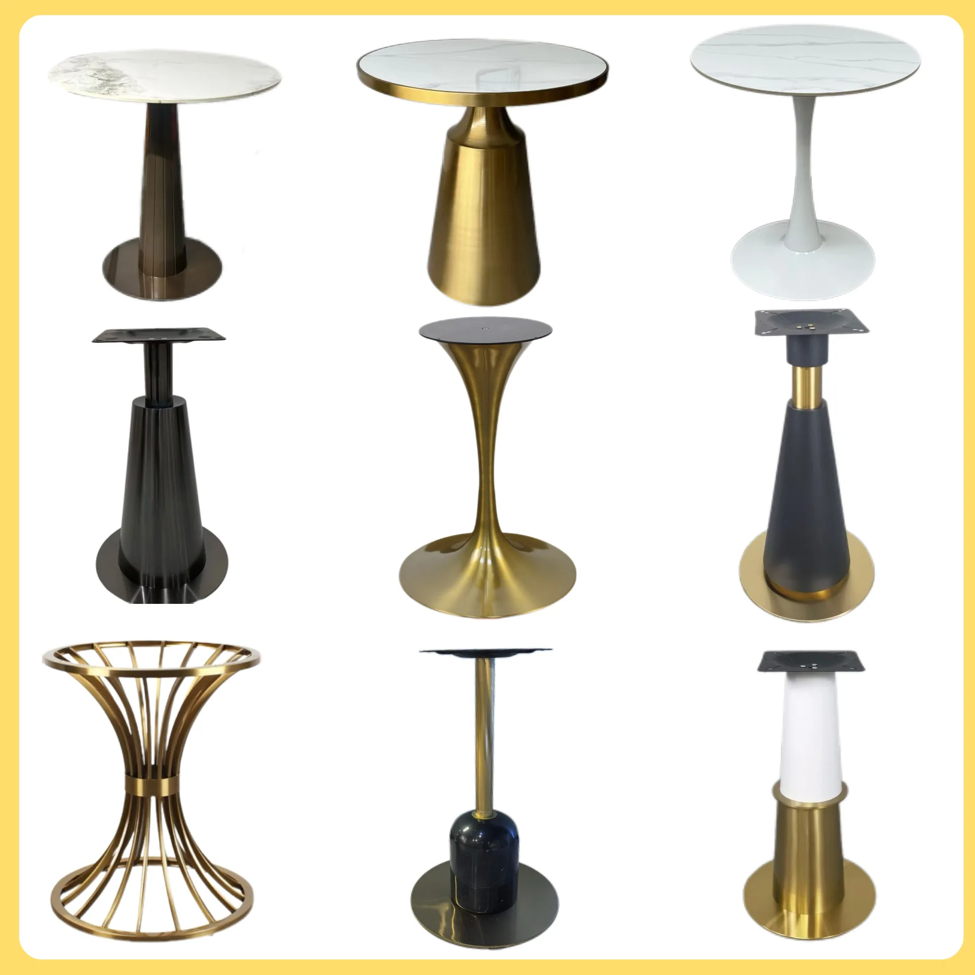 

Stainless steel gold-plated table feet Light luxury dining feet Round base Titanium table feet Bracket Rock plate