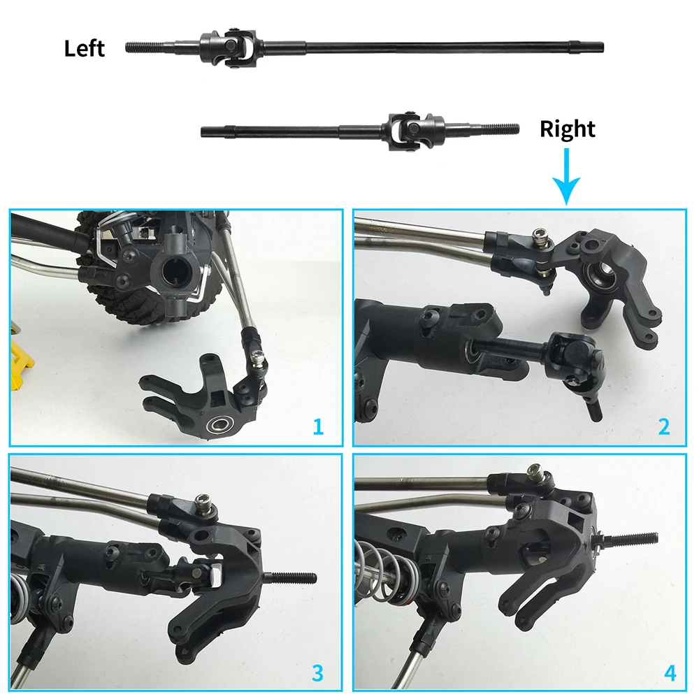 YEAHRUN Hard Steel Front & Rear Axle CVD Drive Shafts for Axial Wraith 90018 90048 RR10 1/10 RC Crawler Car Upgrade Parts