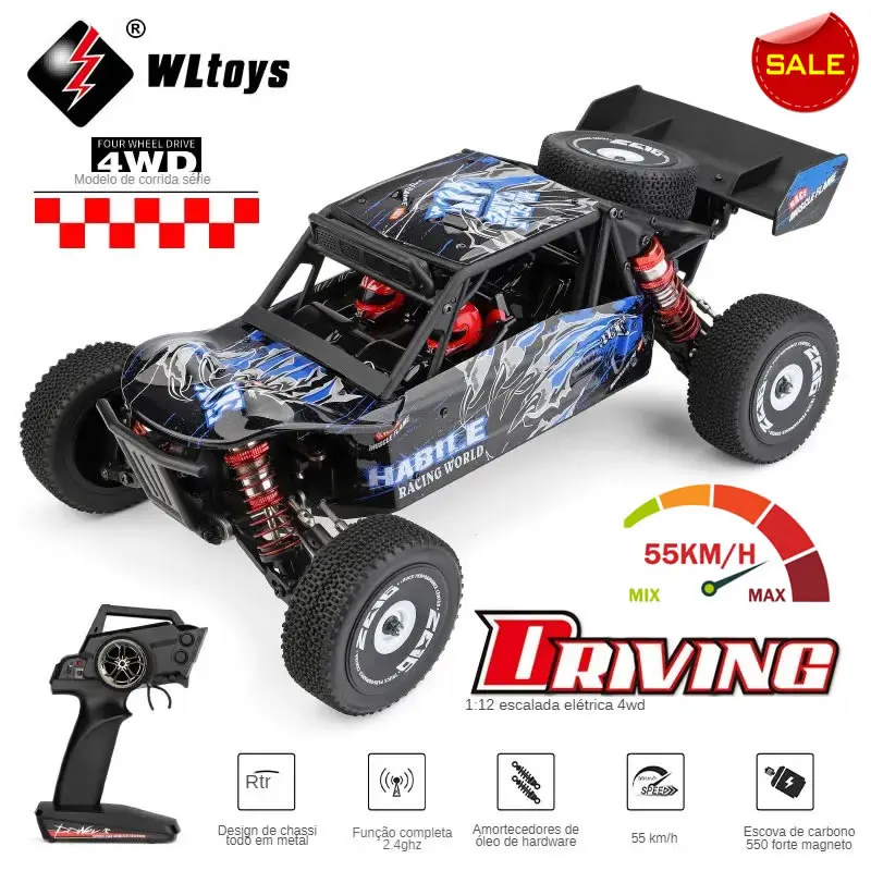 WLtoys 124018 1:12 4WD 55Km/H RC Racing Car Remote Control High Speed Off-Road Drift Shock Absorption Adults Boys Toys Kids Gift