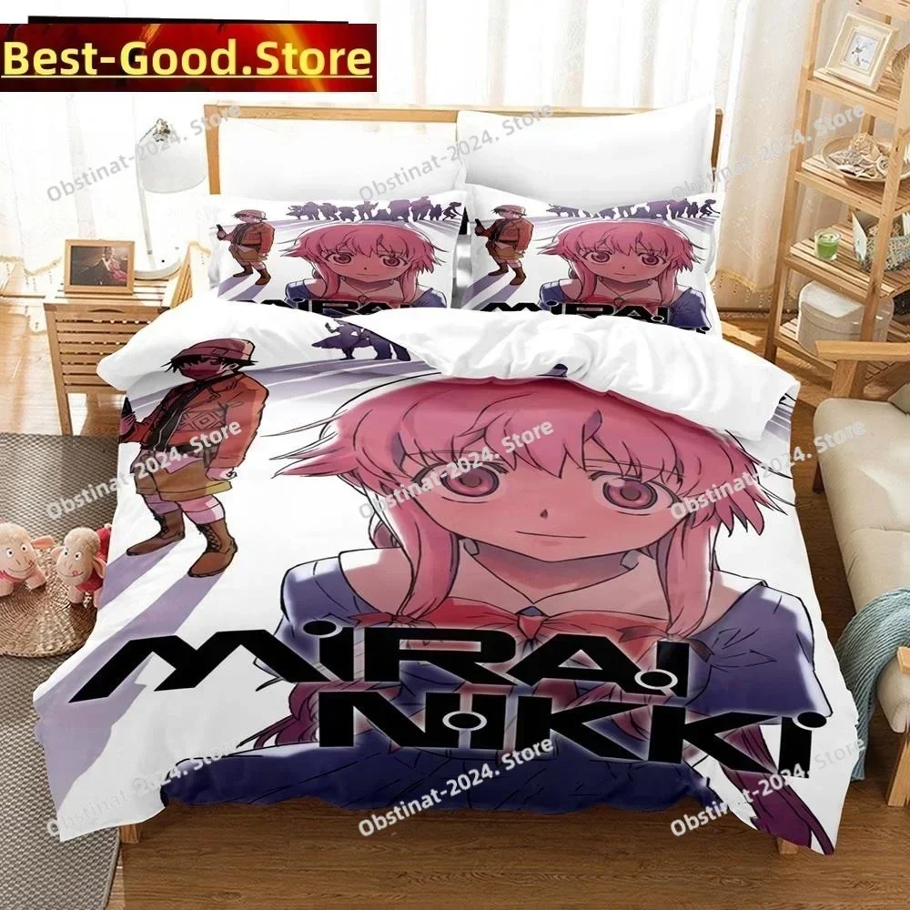 3D Anime Bed Sheet Future Diaries Mirai Nikki Printed Bed Set Duvet Cover Pillowcase Bedding Set Bed Linen Sheet Quilt Full