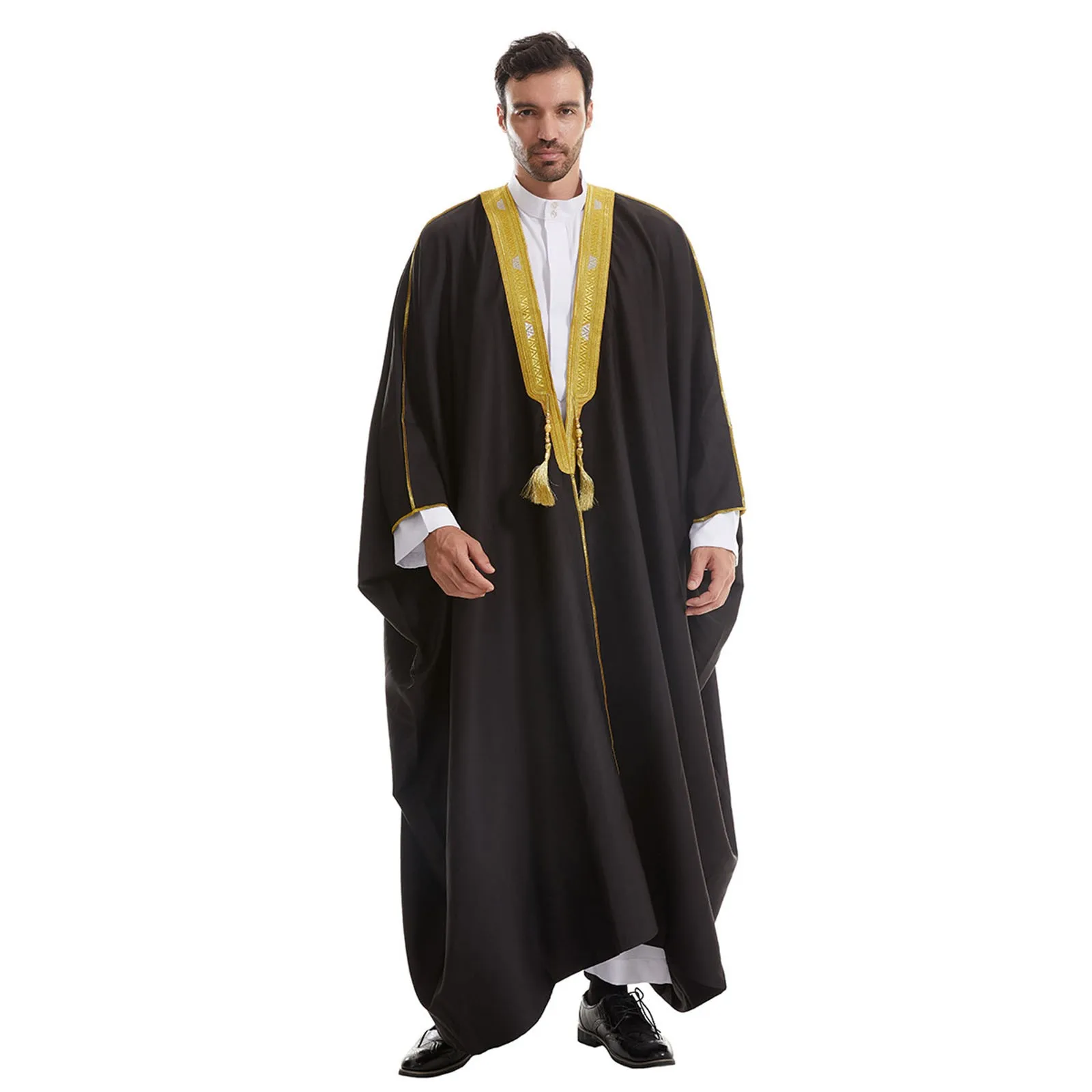 Valentine's Day Male Solid Color Long Sleeve Robe Arabic Clothes Middle Skirt Robe Fitness Wear Sportswear Bodybuilding