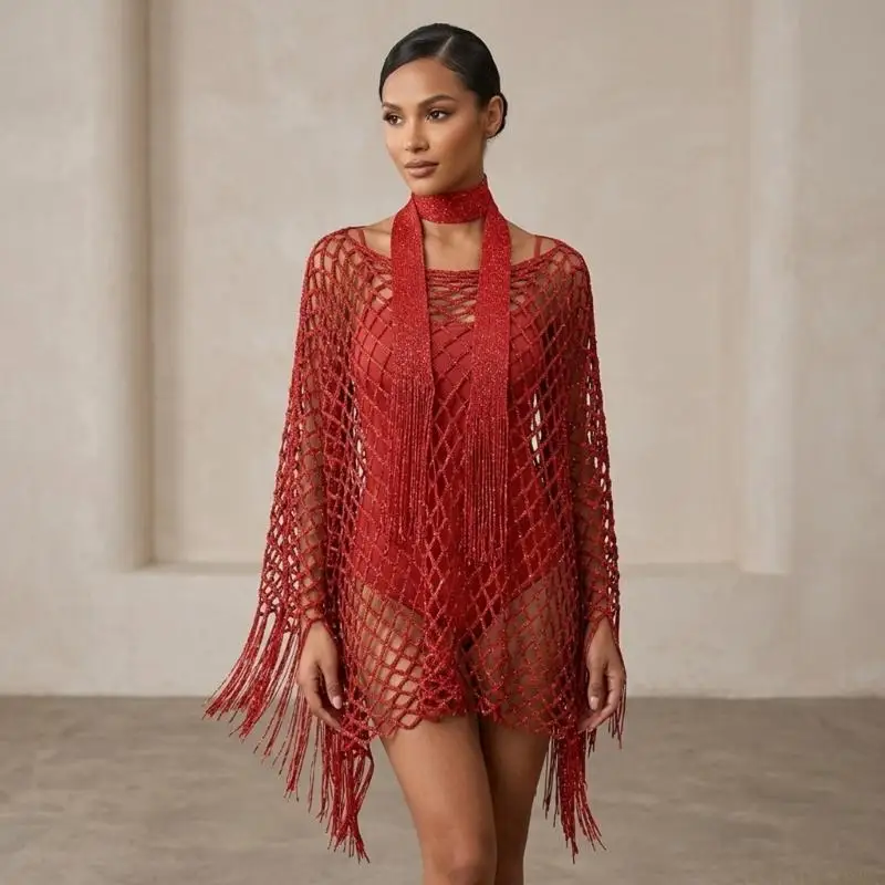 M5TC 2PCS Delicate Coverup Shawl Swimsuit Coverup Comfortable Beach Scarfs Polyester Silk Texture for Outdoor Activity Travel