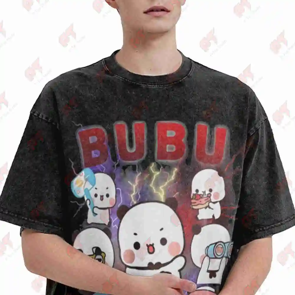 Bubu Dudu Bootleg Retro Gaming Pixel Art Vintage Washed Tee Pure Cotton T-Shirt